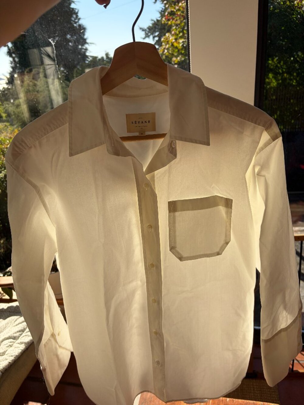 Sezane Ecru Button Down Shirt